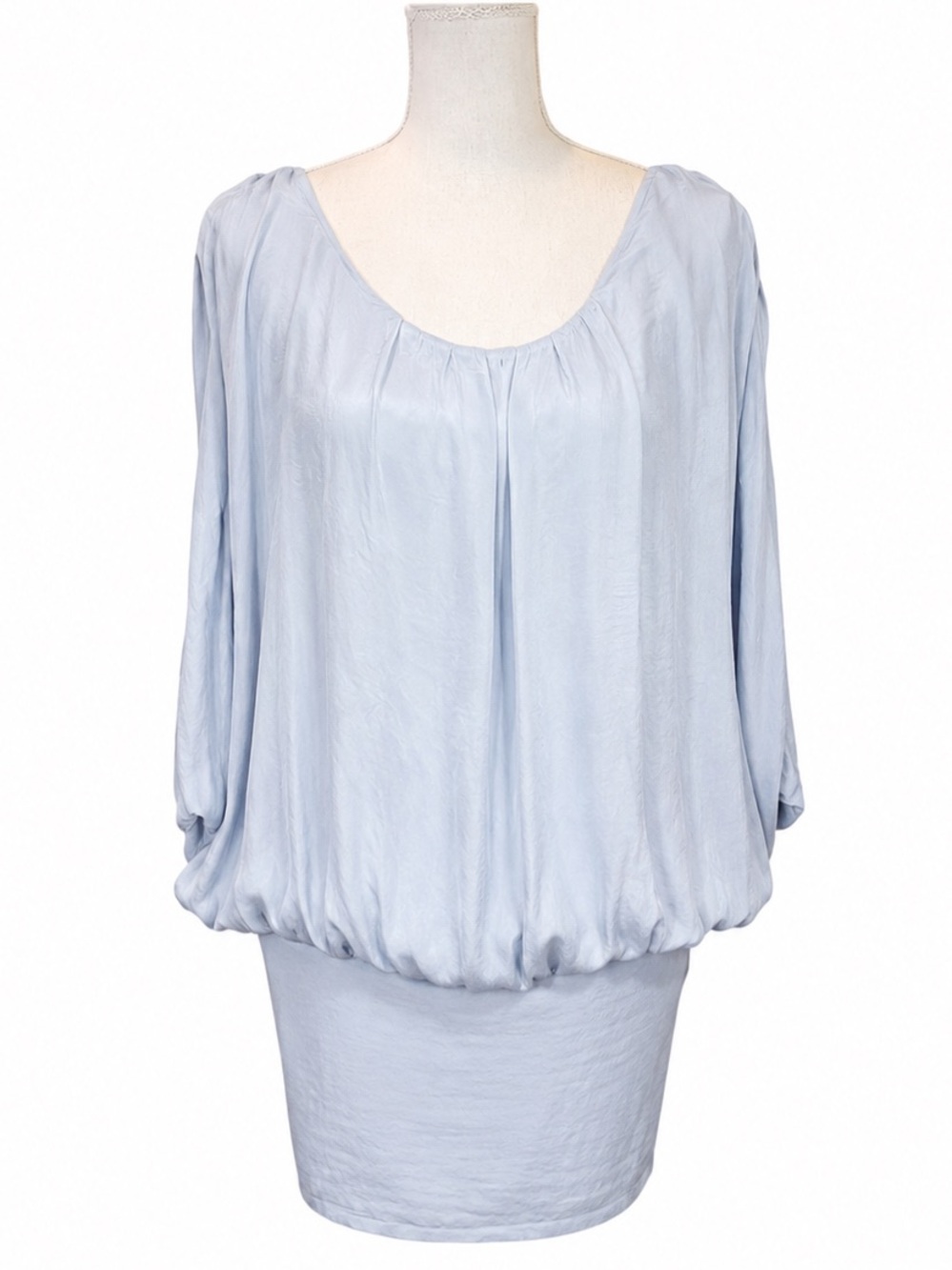 Catwalk Studio Silk Blouse with Band Bottom in Silver Color Large. Made in Italy